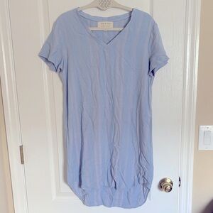 Anthropologie Cloth & Stone Blue High Low Tunic Style Linen Blend Casual Dress